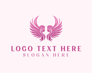 Heavenly - Angel Wings Woman logo design