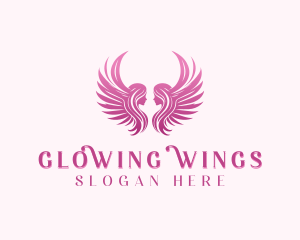 Angel Wings Woman logo design