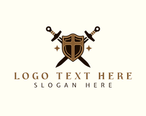 Sword - Cross Sword Shield logo design