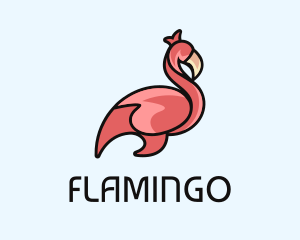 Perched Flamingo Wildlife logo design