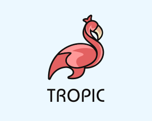 Perched Flamingo Wildlife logo design