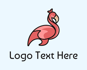 Tropical - Perched Flamingo Wildlife logo design