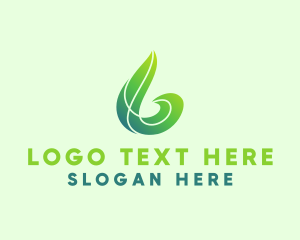 Negative Space - Leaf Nature Letter B logo design