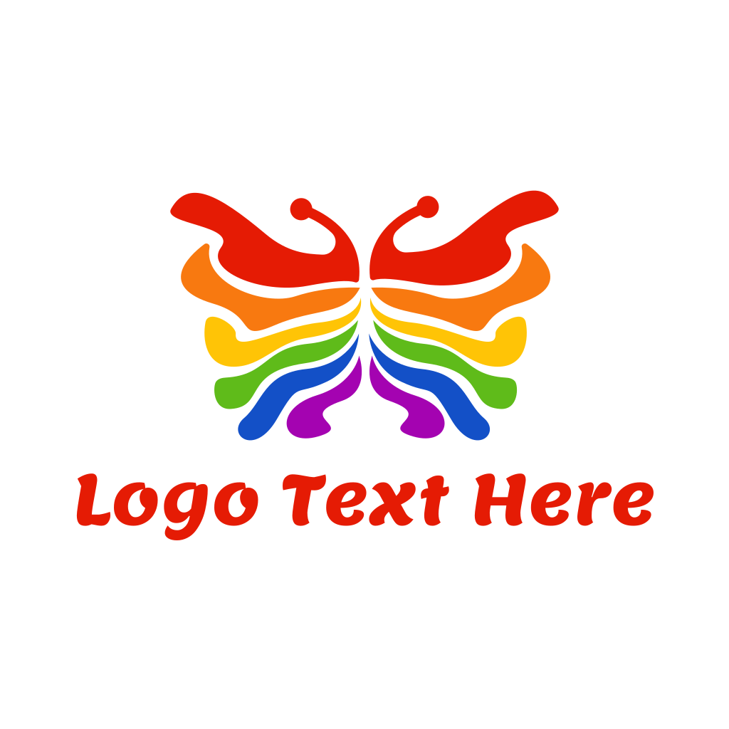 Rainbow Butterfly Logo Name
