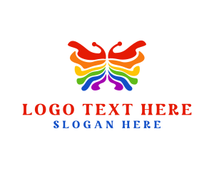 Gay - Rainbow Butterfly Paint logo design