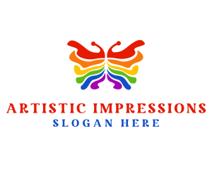 Rainbow Butterfly Paint logo design