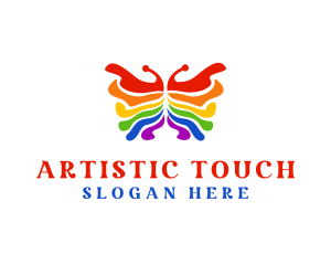 Rainbow Butterfly Paint logo design