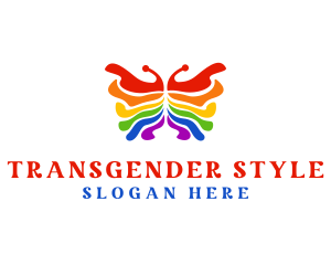 Transgender - Rainbow Butterfly Paint logo design