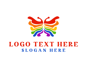 Lgbtiq - Rainbow Butterfly Paint logo design