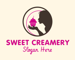 Pink Cupcake Dessert logo design