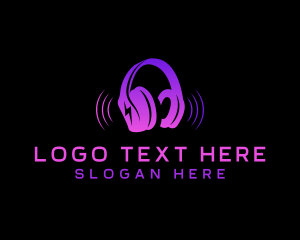 Radio - DJ Headset Lightning Audio logo design