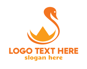 Duck - Orange Crown Swan logo design