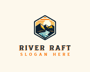 Mountain River Sunset logo design