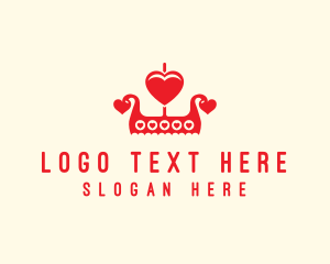 Romantic - Viking Love Boat logo design