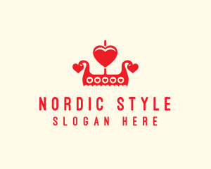 Scandinavian - Viking Love Boat logo design