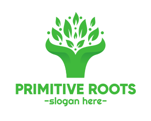 Primitive - Green Leaf Bouquet logo design