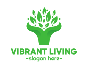 Living - Green Leaf Bouquet logo design