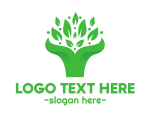 Mother Nature - Green Leaf Bouquet logo design