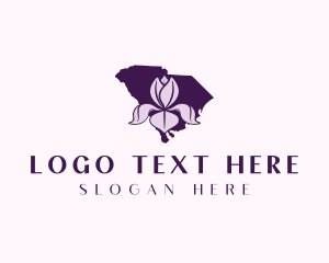 Map - South Carolina Iris Flower logo design