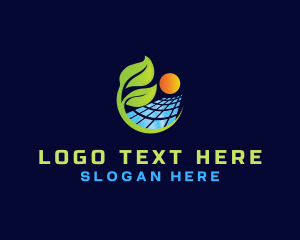 Renewable - Solar Panel Leaf logo design
