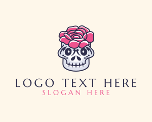 Rose - Flower Decor Skull logo design