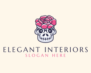 Flower Decor Skull logo design