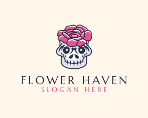 Flower Decor Skull logo design