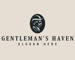 Gentleman Hat Monocle logo design