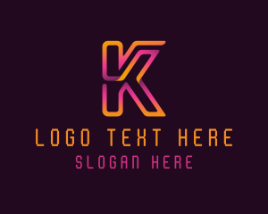 Letter K - Cyberspace Digital Technology logo design