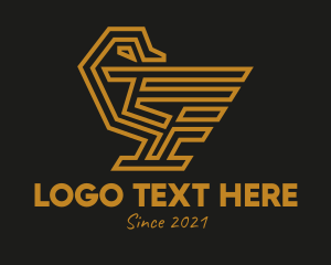 Farm Animal - Golden Geometric Duck logo design
