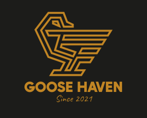 Golden Geometric Duck  logo design