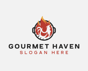 Flame Barbecue Chicken logo design