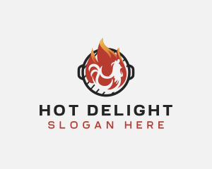 Flame Barbecue Chicken logo design