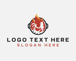 Cooking - Flame Barbecue Chicken logo design