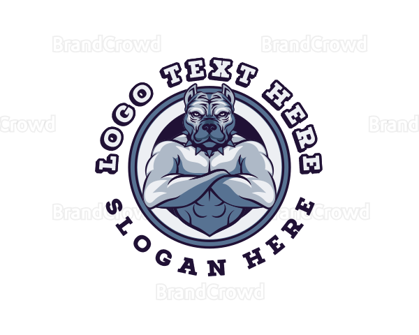 Pitbull Bodybuilder Gym Logo