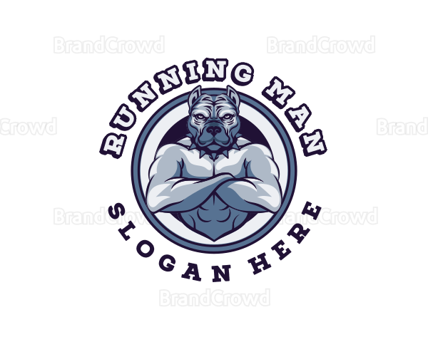 Pitbull Bodybuilder Gym Logo