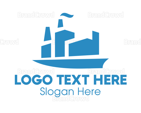 Blue Cargo Ship Logo