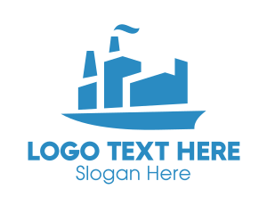 Blue Cargo Ship  logo design