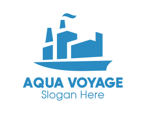 Ferry - Blue Cargo Ship logo design