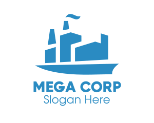 Blue Cargo Ship  logo design