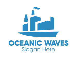 Ship - Blue Cargo Ship logo design