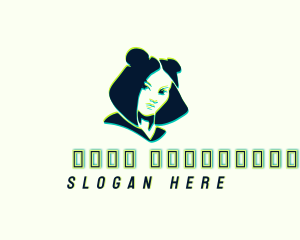 Glitch Woman DJ logo design