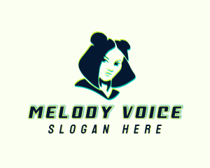 Singer - Glitch Woman DJ logo design