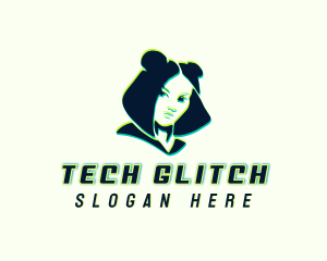 Glitch - Glitch Woman DJ logo design