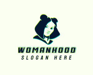 Female - Glitch Woman DJ logo design