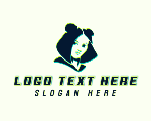 Singer - Glitch Woman DJ logo design