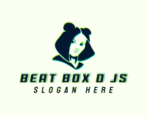Dj - Glitch Woman DJ logo design