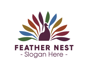 Feather - Colorful Peacock Feathers logo design