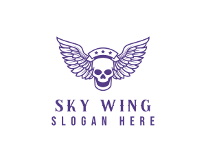 Wing - Skull Winged Pilot logo design