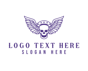 Wing - Skull Winged Pilot logo design